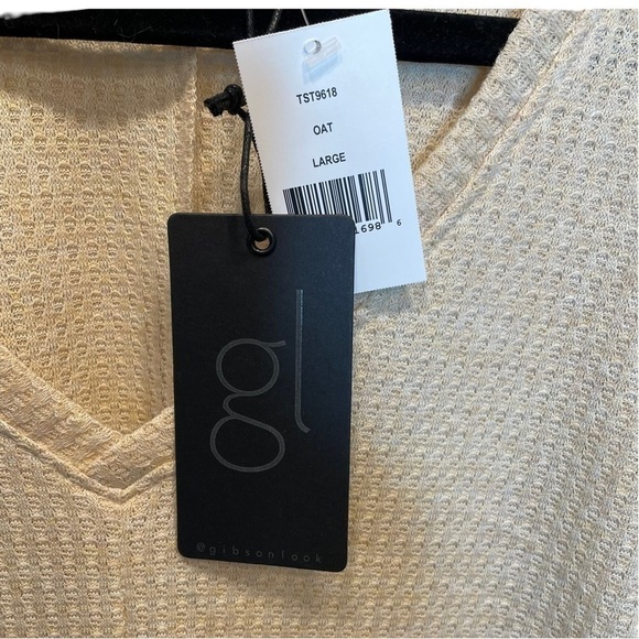 Gibson Look Thermal V-Neck Tunic in Oat / Beige Large NWT NEW - Picture 4 of 7
